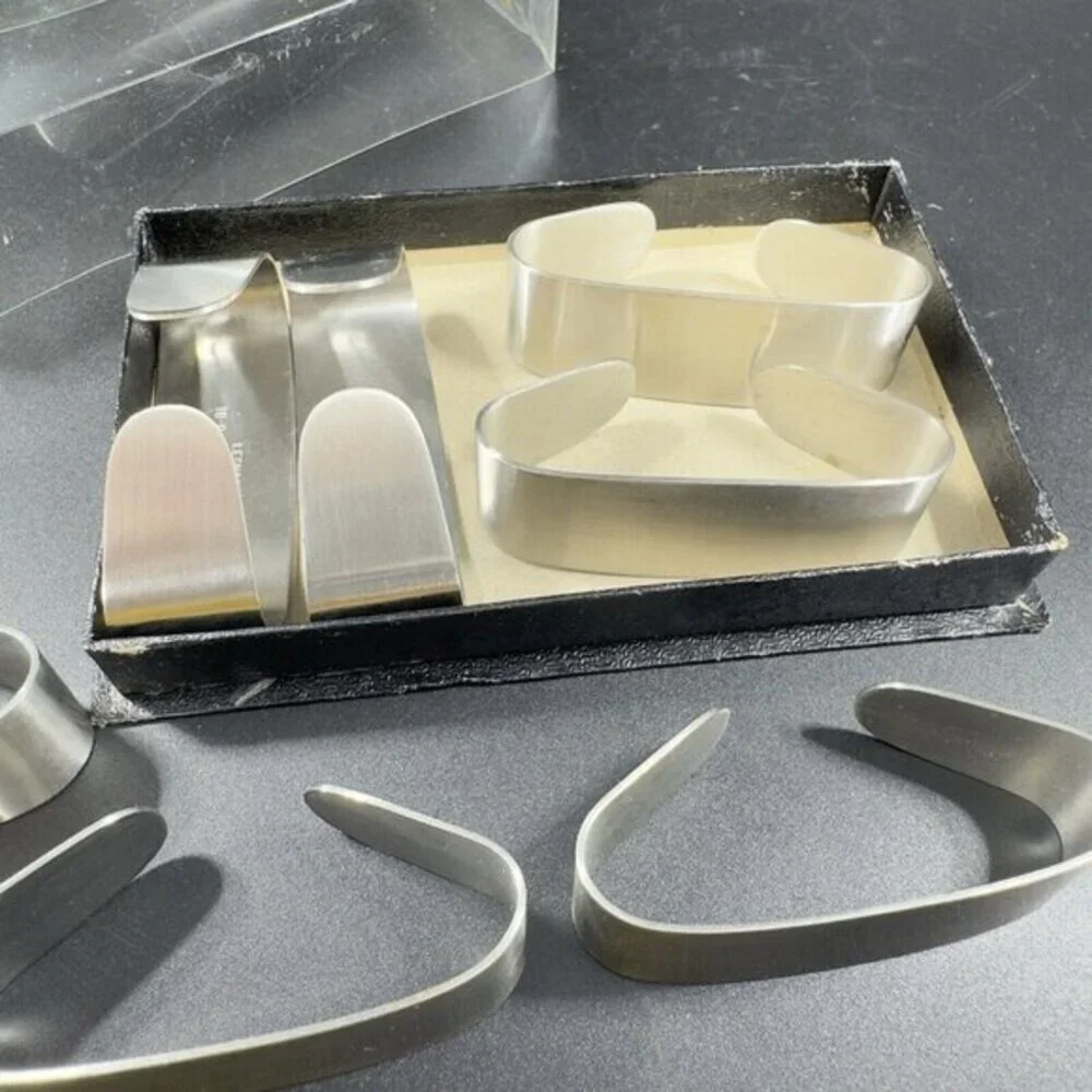 Vintage Leonard Napkin Holders Set 7 Stainless Steel 18/8 Made‎ In Hong Kong VTG
